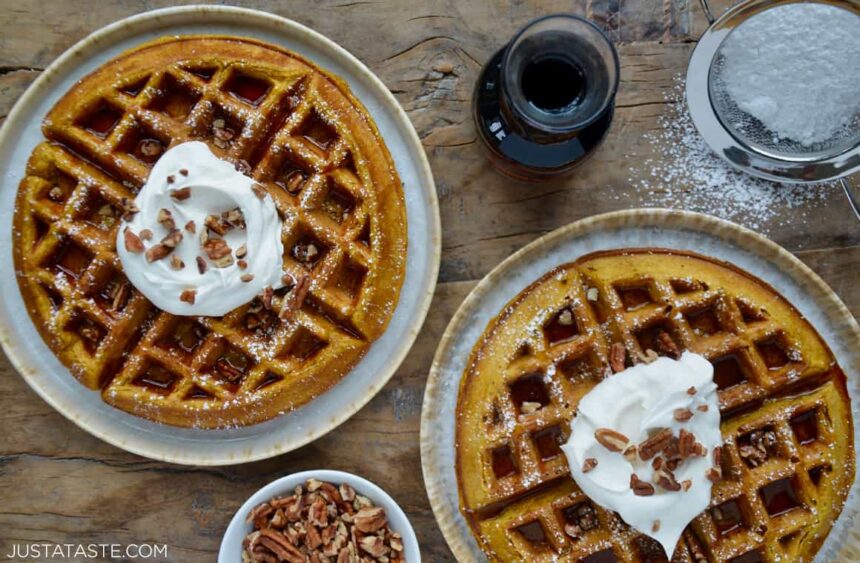 Pumpkin Spice Waffles Just a Taste