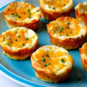 Cheesy Leftover Mashed Potato Muffins Recipe from justataste.com