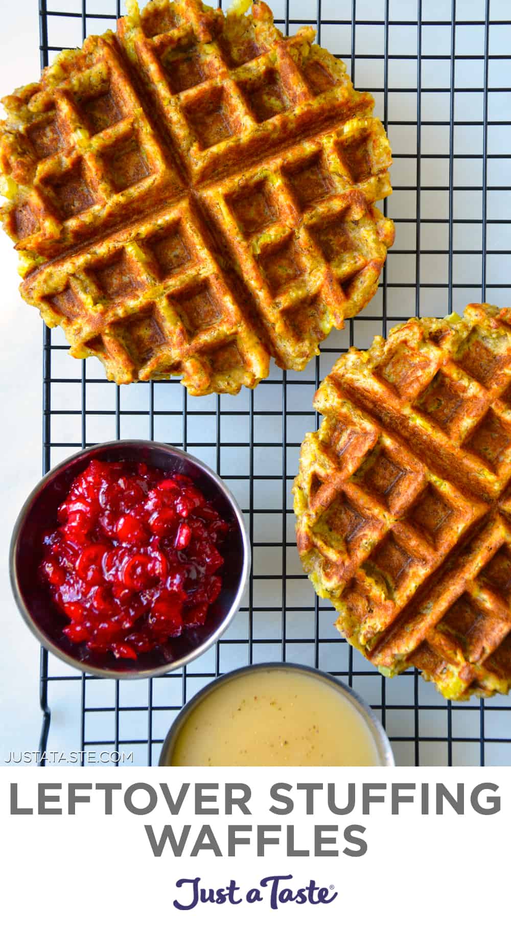 Leftover Stuffing Waffles - Just a Taste