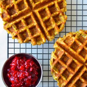 Leftover Stuffing Waffles Recipe from justataste.com