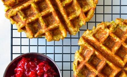 Leftover Stuffing Waffles Recipe from justataste.com