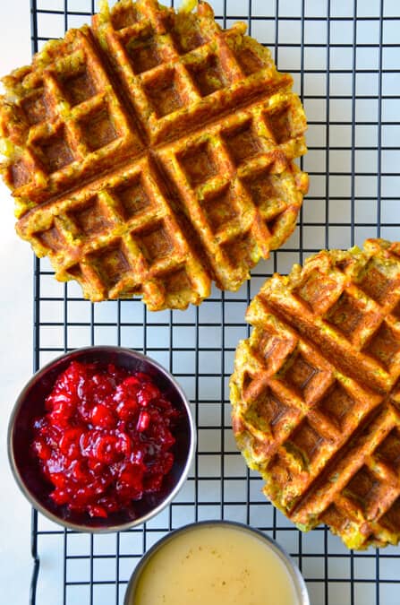 Leftover Stuffing Waffles Recipe from justataste.com