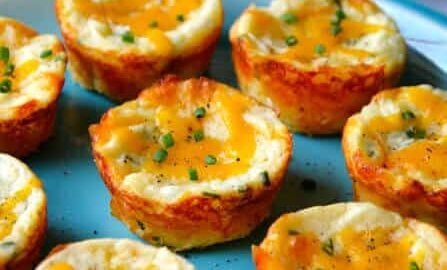Cheesy Leftover Mashed Potato Muffins Recipe from justataste.com