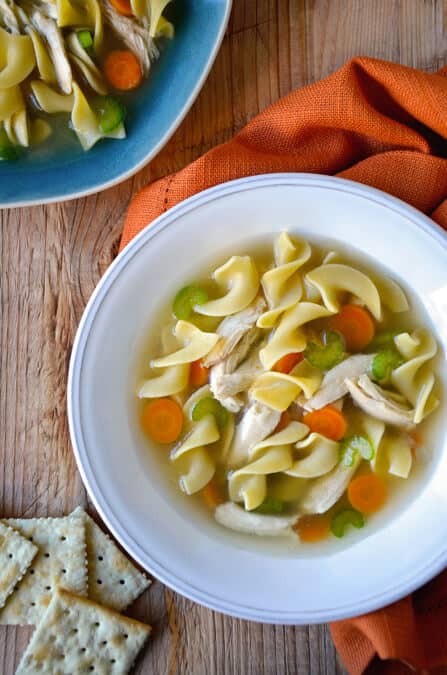 Slow Cooker Chicken Noodle Soup Recipe from justataste.com