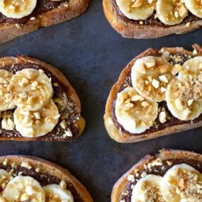 Banana and Nutella Dessert Bruschetta Recipe on justataste.com