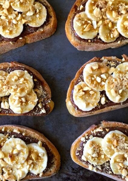 Banana and Nutella Dessert Bruschetta Recipe on justataste.com
