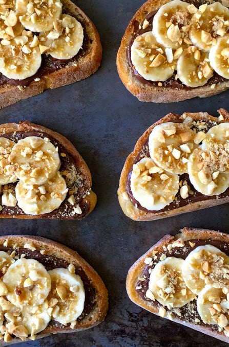 Banana and Nutella Dessert Bruschetta Recipe on justataste.com