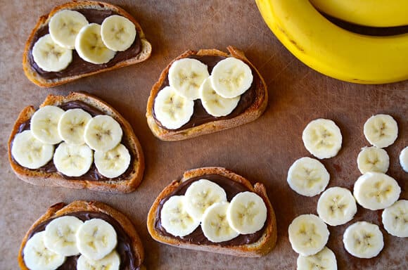 Banana and Nutella Dessert Bruschetta Recipe on justataste.com