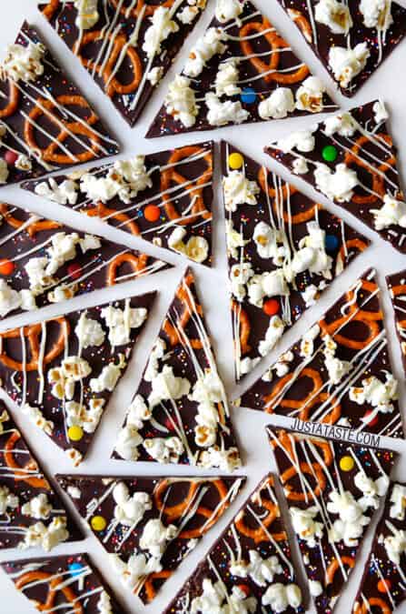 Sweet and Salty Dark Chocolate Bark Recipe on justataste.com