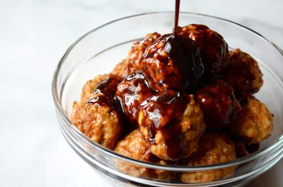 Baked Asian Chicken Meatball Lettuce Wraps Recipe on justataste.com