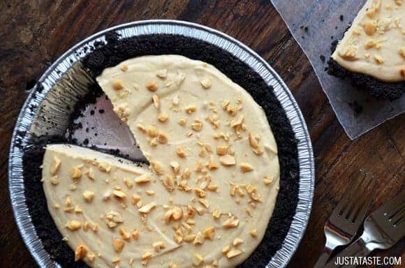 Frozen Peanut Butter Banana Pie recipe on justataste.com