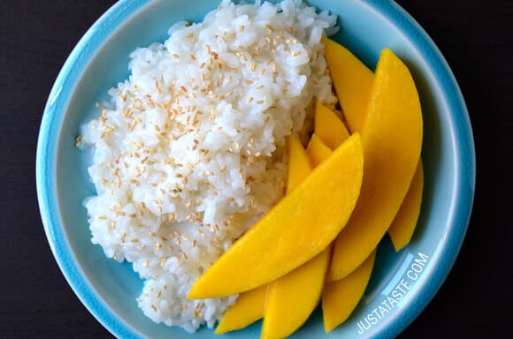 Thai Coconut Sticky Rice with Mango recipe on justataste.com