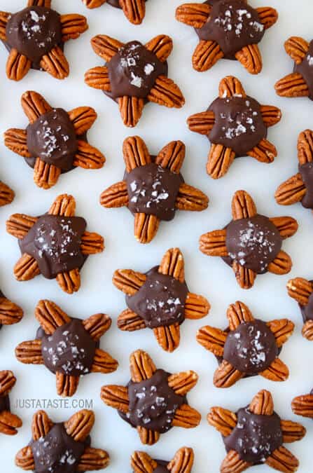 Cheesecake-Filled Chocolate Turtles recipe on justataste.com