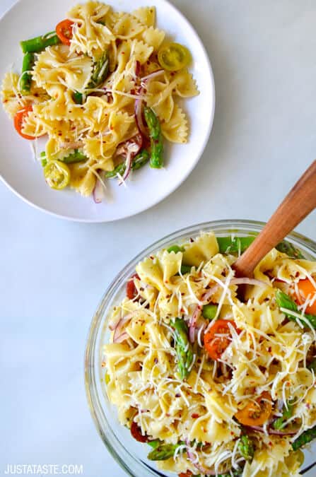 Asparagus Pasta Salad with Italian Dressing Recipe on justataste.com