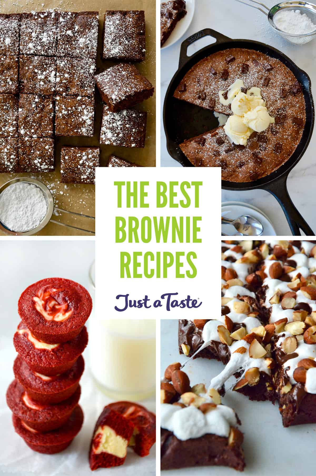 Collage of brownie recipes.