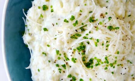 Mashed Cauliflower with Cheese and Chives Recipe on justataste.com