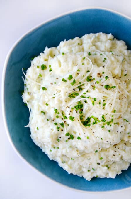 Mashed Cauliflower with Cheese and Chives Recipe on justataste.com