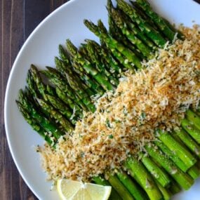 Roasted Asparagus with Cheesy Breadcrumbs Recipe on justataste.com