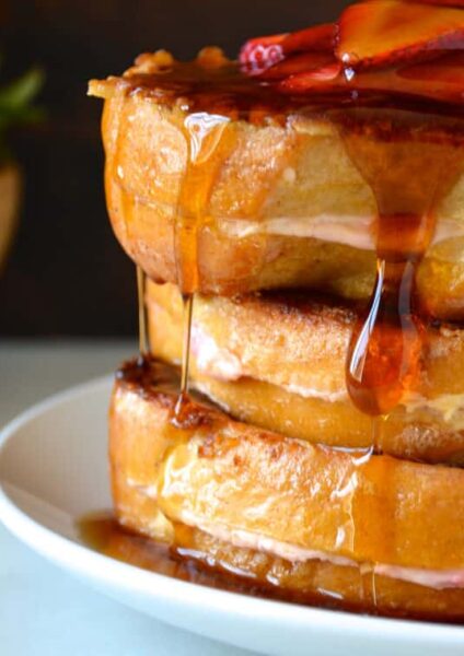 Strawberry Cheesecake Stuffed French Toast recipe on justataste.com