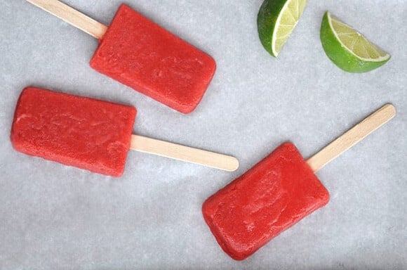 Strawberry Margarita Popsicles recipe on justataste.com