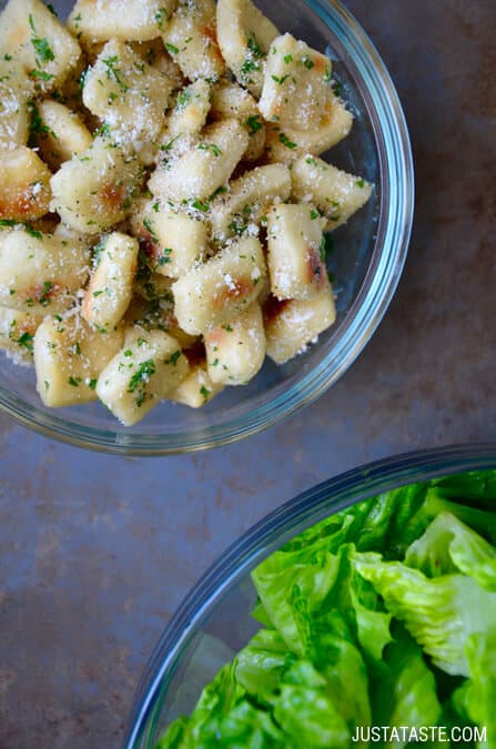 Baked Parmesan Garlic Pizza Dough Croutons Recipe on justataste.com