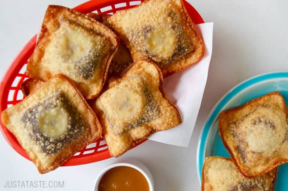 Banana Chocolate Wonton Poppers #recipe from justataste.com