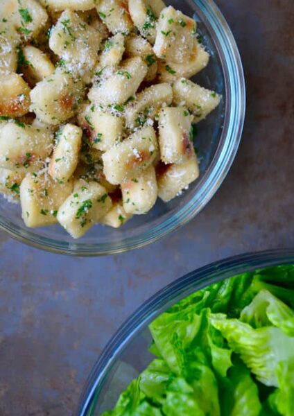 Baked Parmesan Garlic Pizza Dough Croutons Recipe on justataste.com