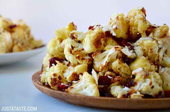 Roasted Cauliflower Salad with Lemon Dressing recipe on justataste.com