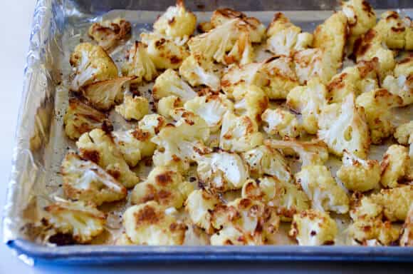 Roasted Cauliflower Salad with Lemon Dressing recipe on justataste.com