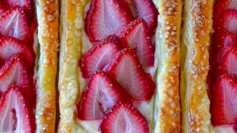 Top down view of 5-Ingredient Strawberry Breakfast Pastries side by side