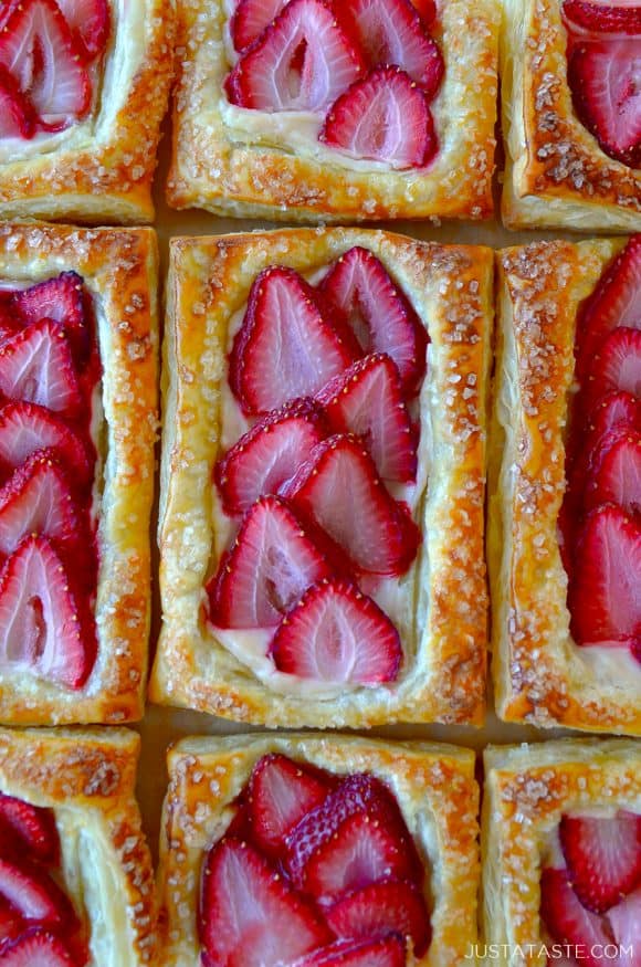 Top down view of 5-Ingredient Strawberry Breakfast Pastries side by side