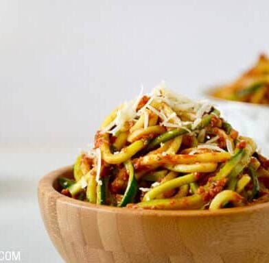 MONDAY: Zucchini Noodles with Sun-Dried Tomato Pesto