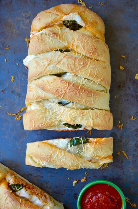 Easy Cheesy Chicken Stromboli recipe from justataste.com