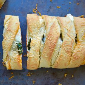 Easy Cheesy Chicken Stromboli recipe from justataste.com