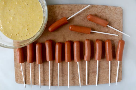 Easy Homemade Mini Corn Dogs recipe via justataste.com