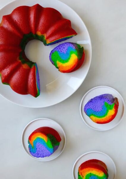 How to Make an Easy Rainbow Cake #recipe on justataste.com
