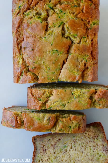 Zucchini Banana Bread recipe via justataste.com