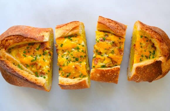 Cheesy Baked Egg and Bacon Boats Recipe