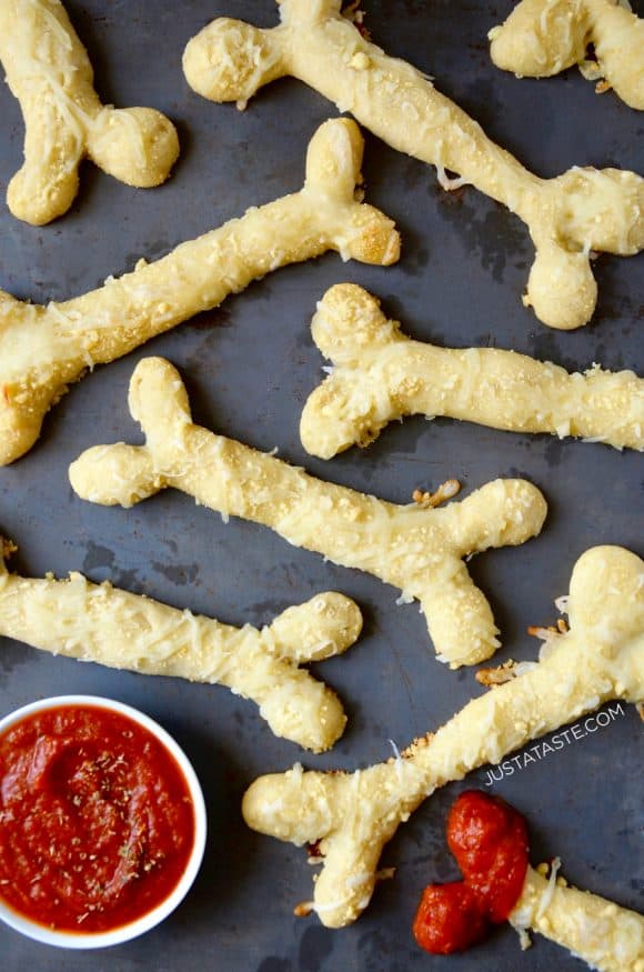 Cheesy Halloween Breadstick Bones