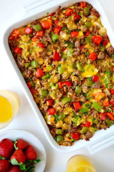 Overnight Egg Casserole with Breakfast Sausage - Just a Taste
