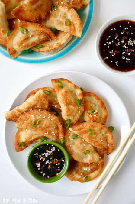 Easy Chicken Potstickers with Soy Dipping Sauce Recipe