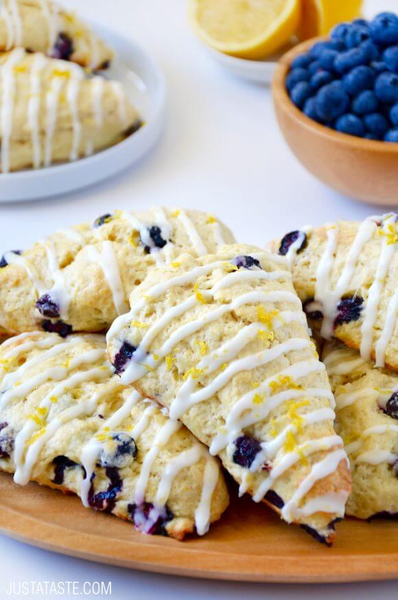 Glazed Lemon Blueberry Scones - Just a Taste