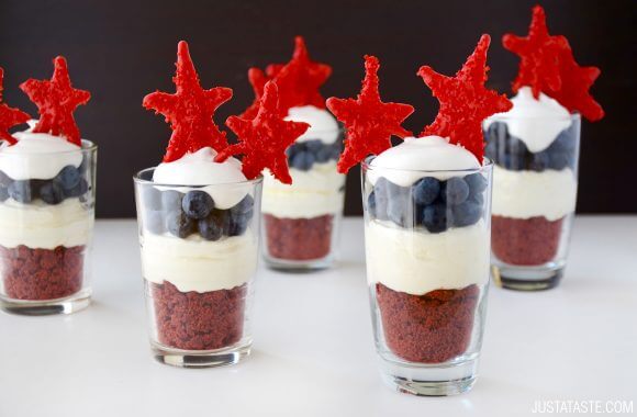 Red, White and Blue No-Bake Cheesecake Parfaits Photo