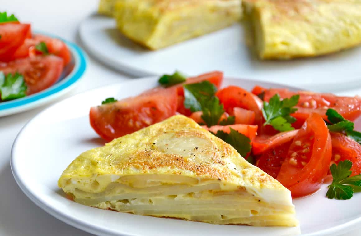 Spanish Tortilla with Tomato Salad | Just a Taste