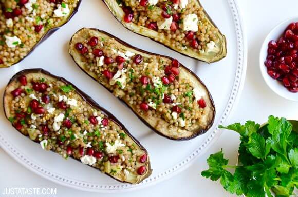 Stuffed Eggplant with Israeli Couscous Recipe