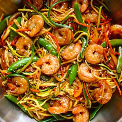 MONDAY: Asian Zucchini Noodle Stir-Fry with Shrimp