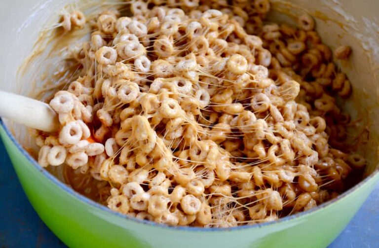Peanut Butter Cheerios Marshmallow Treats Just a Taste