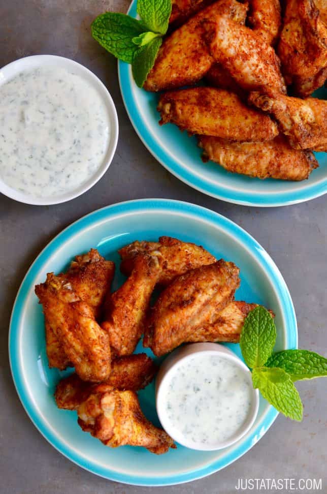 Crispy Baked Moroccan Chicken Wings with Yogurt Dip Just a Taste