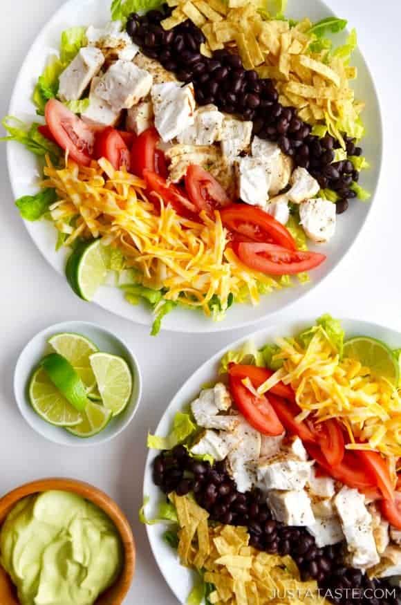 Fish Taco Salad with Avocado Dressing