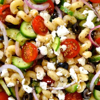 WEDNESDAY: Greek Pasta Salad with Red Wine Vinaigrette